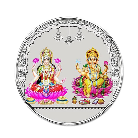 laxmi ganesh colour coin in silver