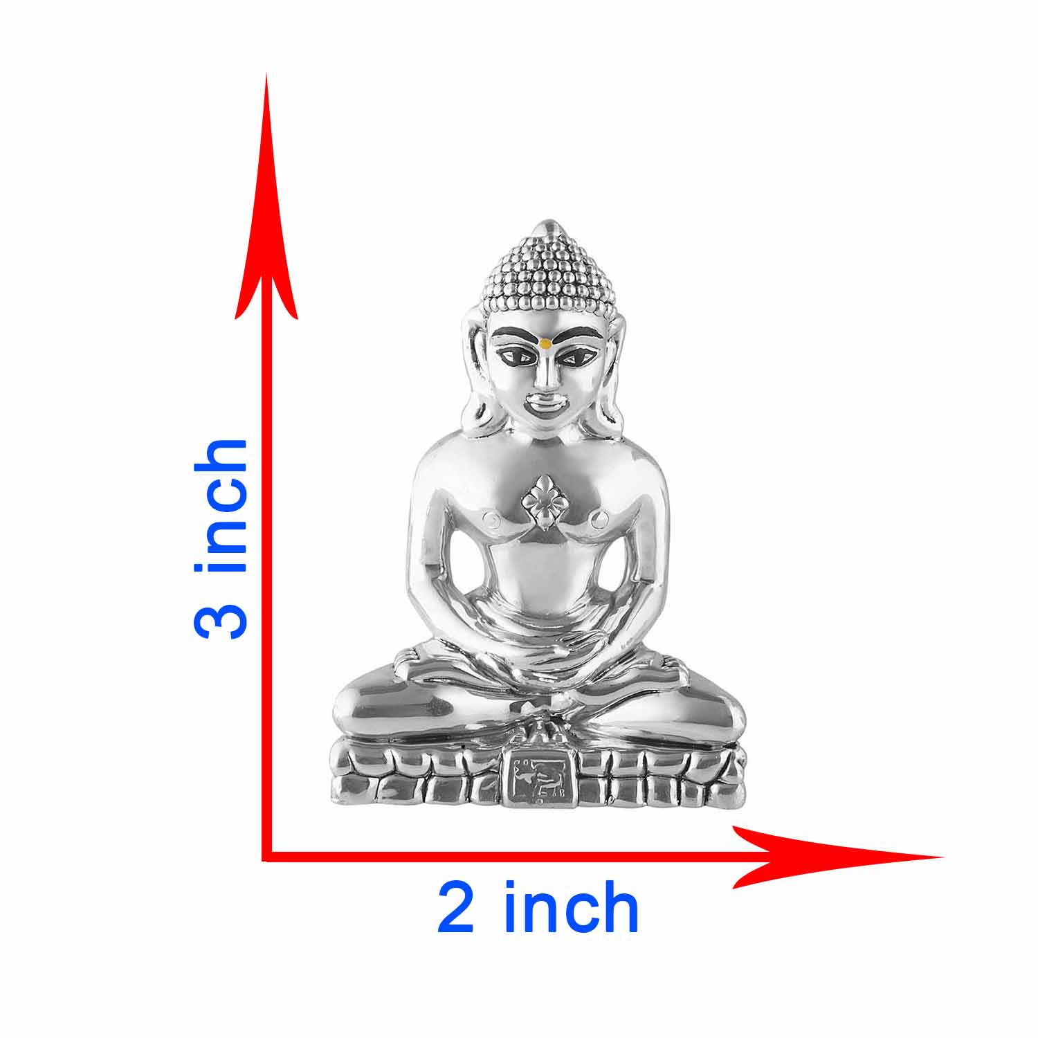 990 Pure Silver Mahavir Swami Idol Showing Dimension if Jain God Murti