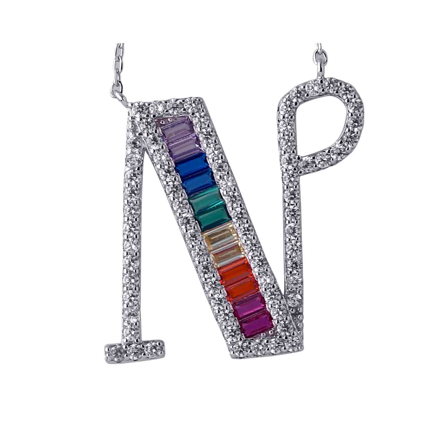 Alphabet N 925 Silver Pendant With Chain