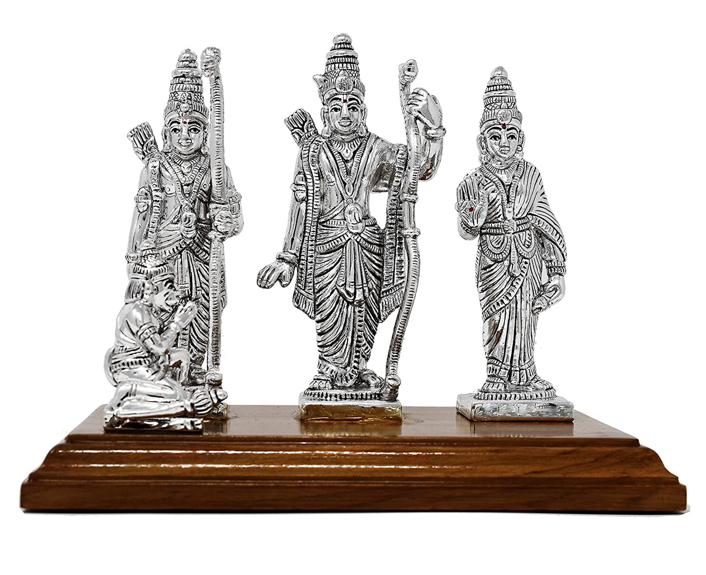 Pure Silver Ram darbar on Wooden Base
