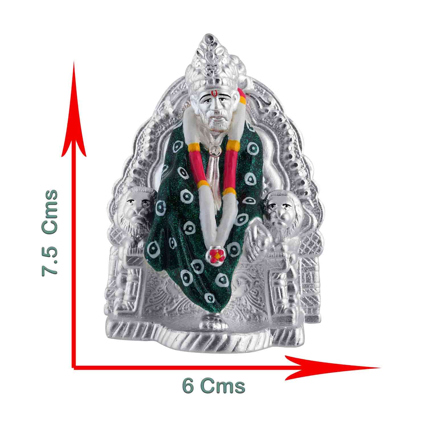 Pure Silver Sai Baba showing dimension of  Shirdi Sai Nath