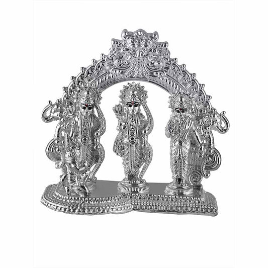 silver Ram Darbar idol for home pooja with Laxman Sita and Hanuman Ji