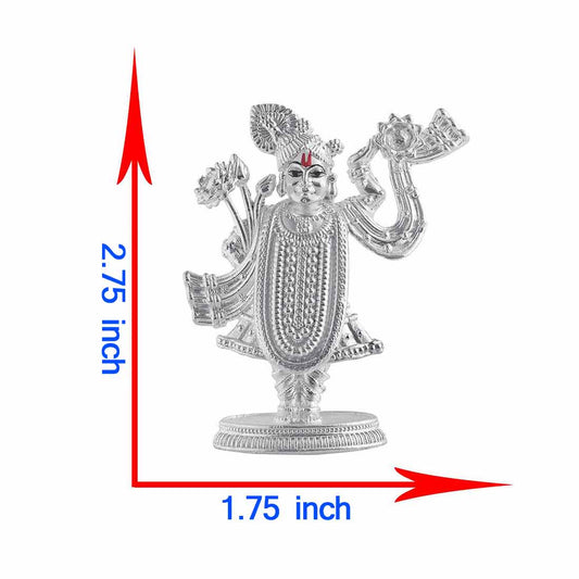 925 Silver Shreenathji Idol, Solid, 80–85g
