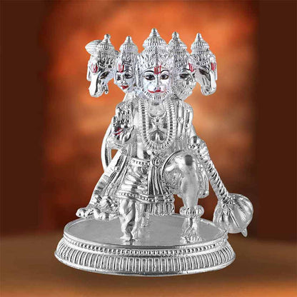 silver Panchmukhi Hanuman idol for home pooja