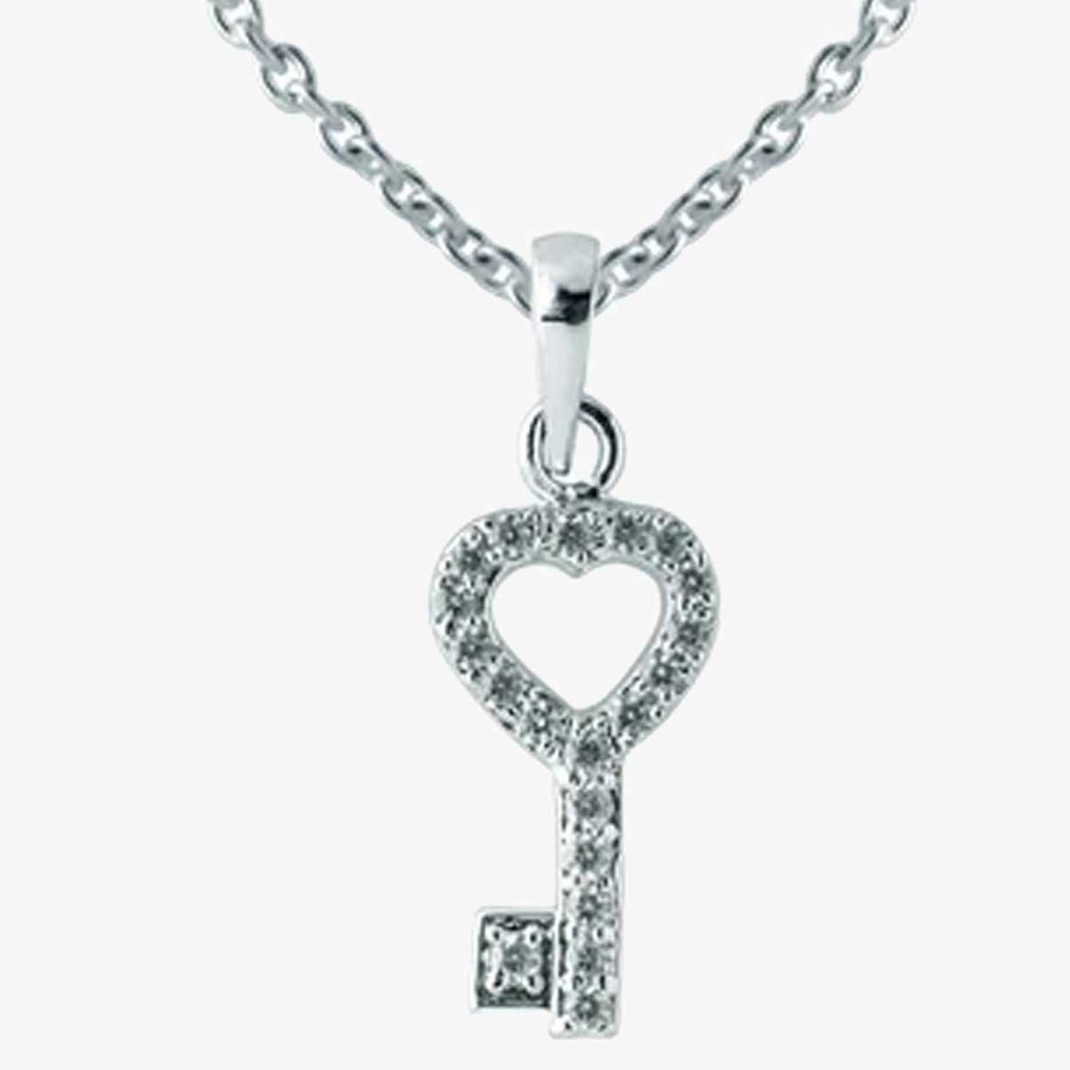 Silver Key Embellished With Swarovski Zirconia ~caratcafe