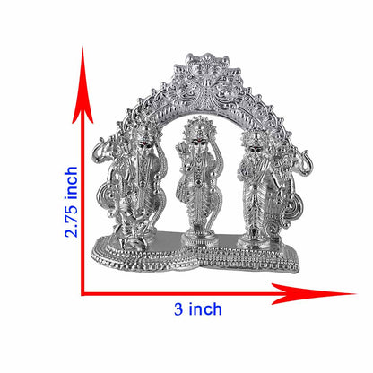 Ram darbar made in silver showing size of the idol in inches